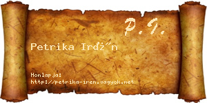 Petrika Irén névjegykártya